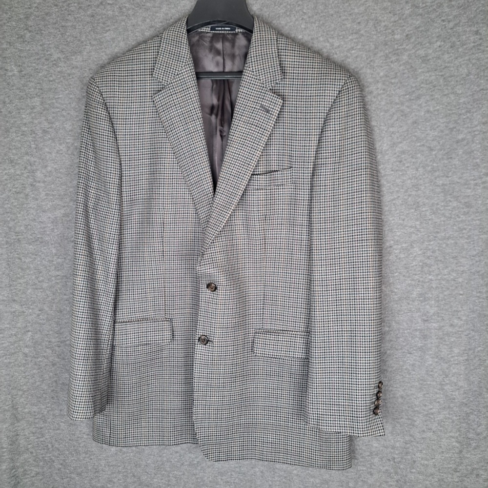 Lauren Ralph Lauren Houndstooth Blazer Mens 44L* Gray Wool Sport Coat READ - Picture 2 of 16